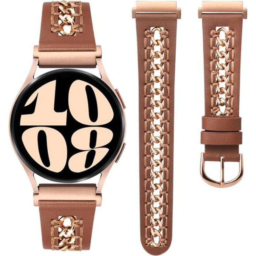 NEW Samsung Galaxy Brown/Rose Gold Leather Watch Band